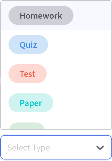 Assignment Type Dropdown