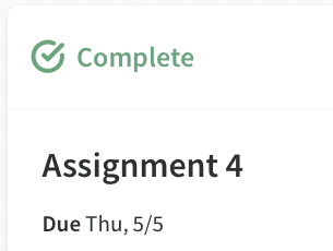 Complete status indicator on assignment info card