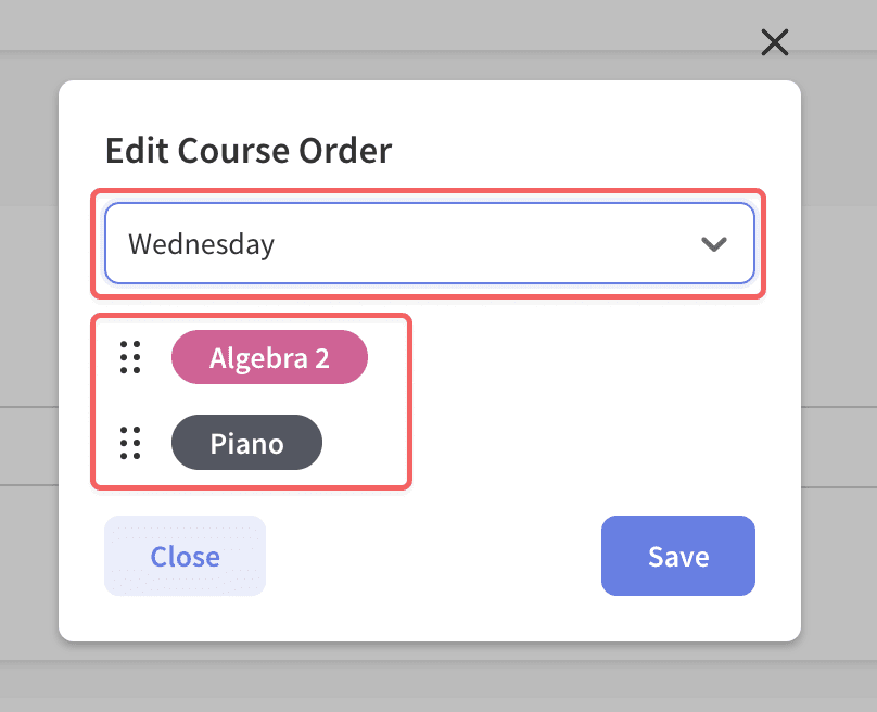 Edit Course Order Modal