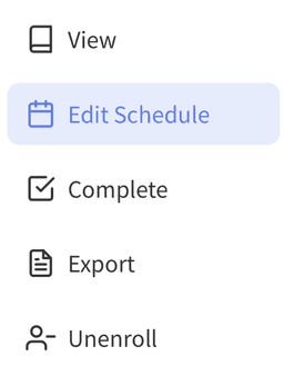 Overflow menu with edit schedule highlighted