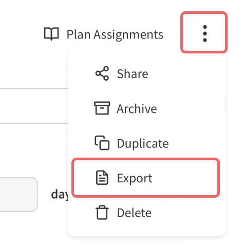 Export course button