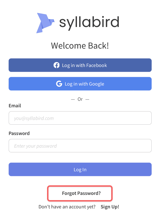 Forgot password button