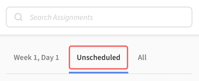 Assignment options input with clear week and day buttons highlighted