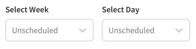Week and day selectors with unscheduled selected